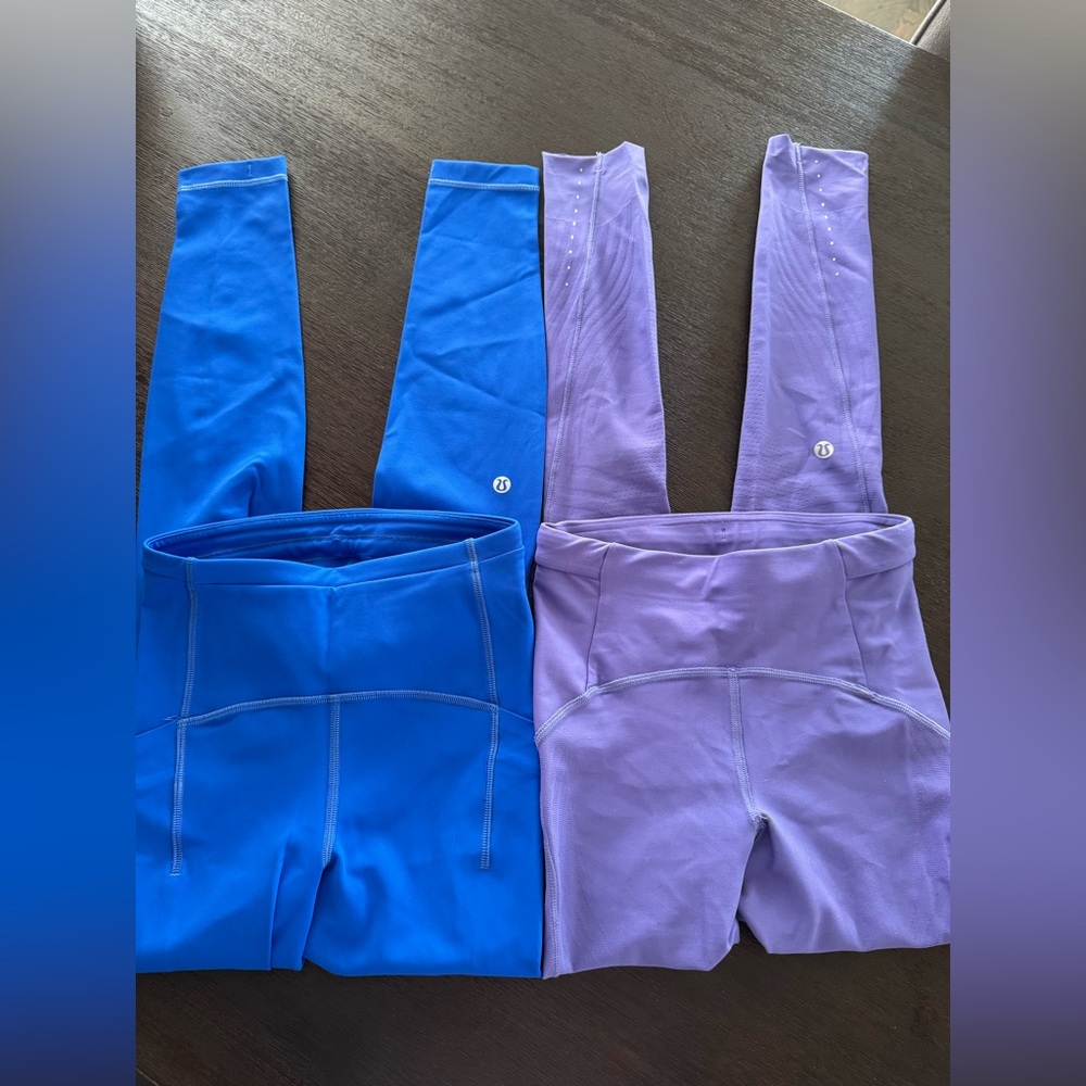 lululemon athletica Blue and Lavender Leggings size 0 & 2
